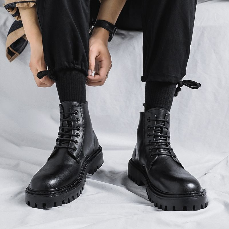 Men'S Shoes With Height Increase - Botas de Couro Masculinas de Cano