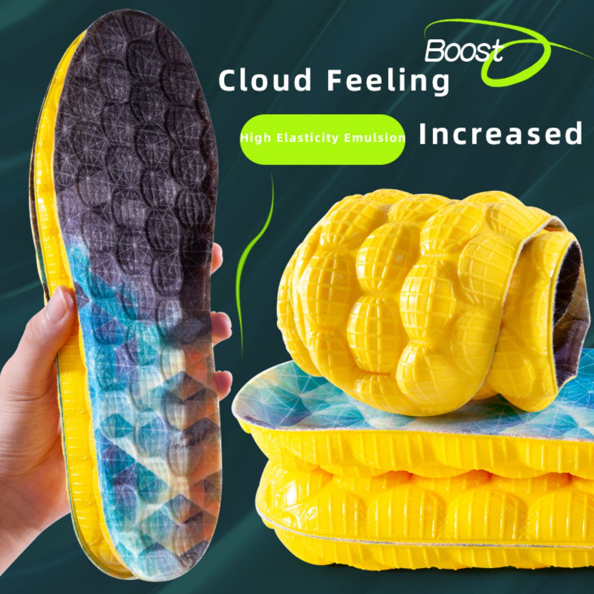 Men Shoes Yellow - 1 par 4d nuvem tecnologi palmilhas