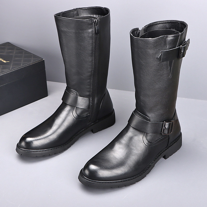 Men'S Shoes Zipper - Botas de Motocicleta Estilo Inglês para