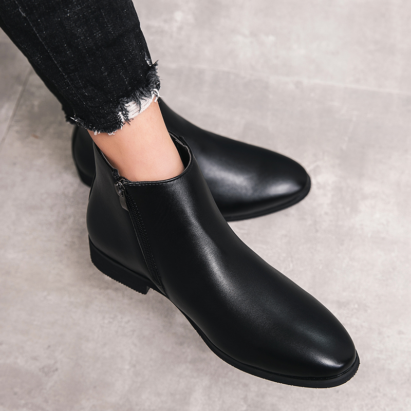 Men'S Shoes Zipper - Novas Botas Minimalistas Masculinas de Couro