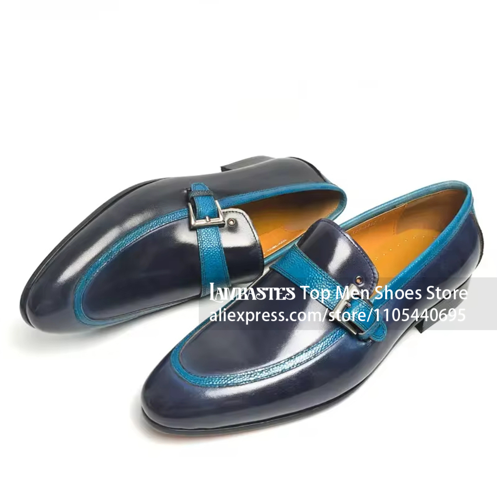 Men'S Shoes Navy Blue - Mocassins Penny Azul Marinho com Fivela