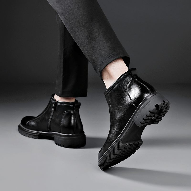 Men'S Shoes Zipper - Novas Botas Masculinas de Couro Slip