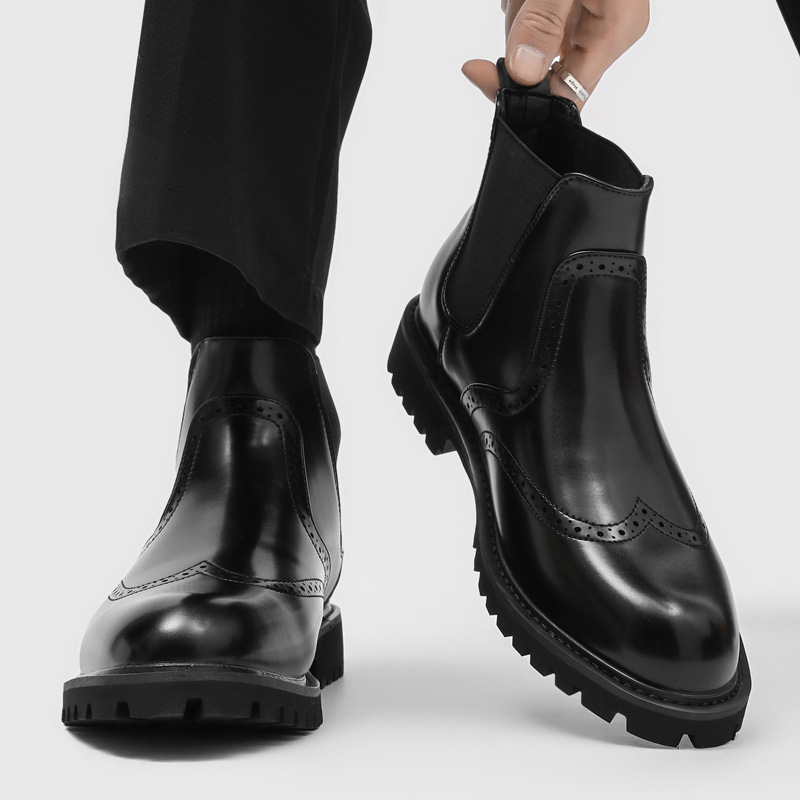 Men'S Shoes Brogues - Botas Chelsea Masculinas de Couro Natural