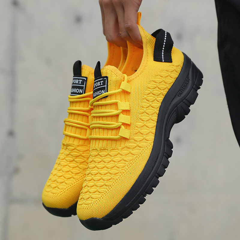 Men Shoes Yellow - Tênis masculino amarelo brilhante ao ar