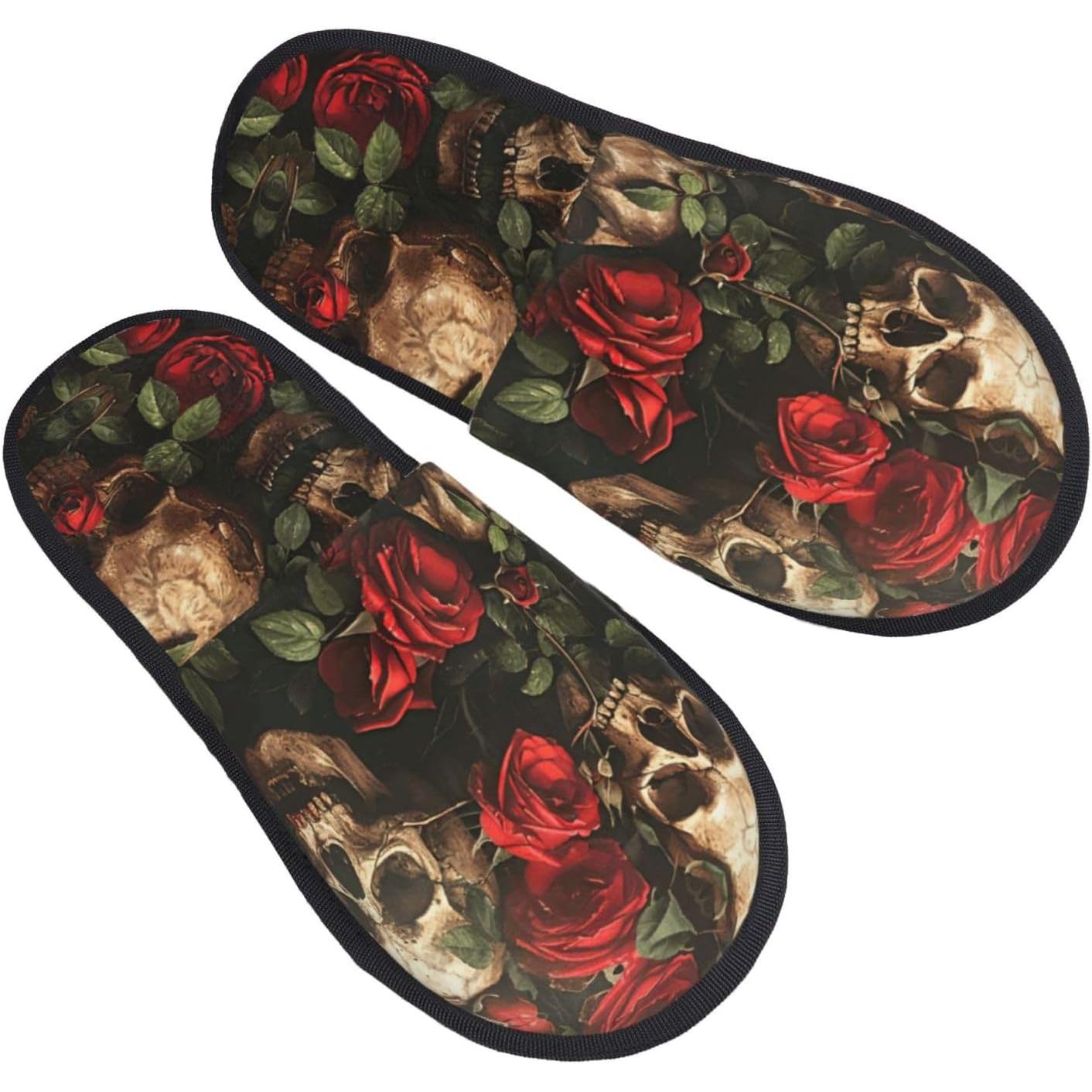 Crânio e rosa vermelha impress - Men Shoes Red avaliação e preço