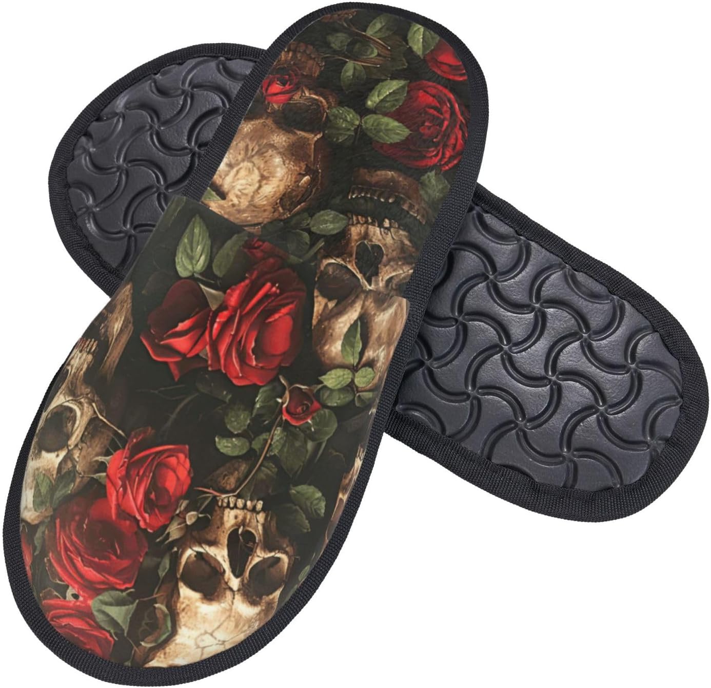 Crânio e rosa vermelha impress - Men Shoes Red avaliação e preço
