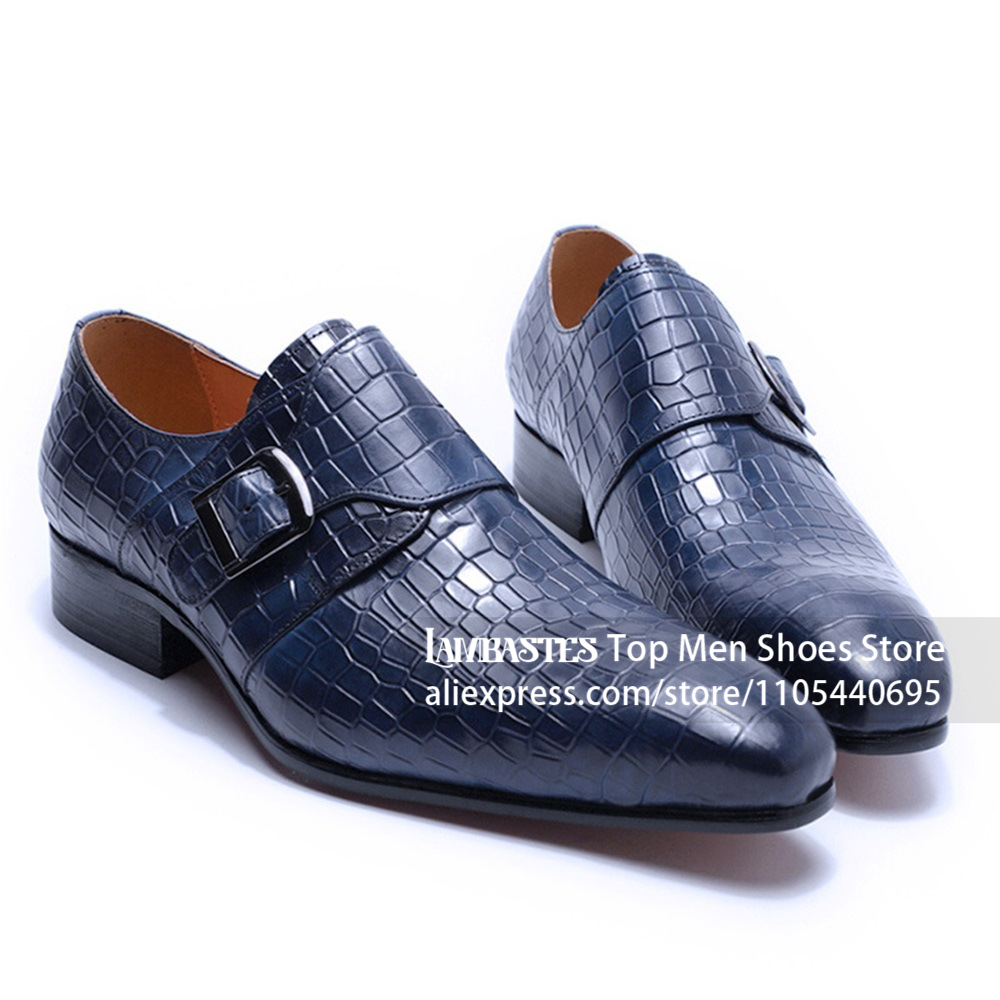 Sapatos Sociais de Couro com E - Men'S Shoes Navy Blue avaliação e preço