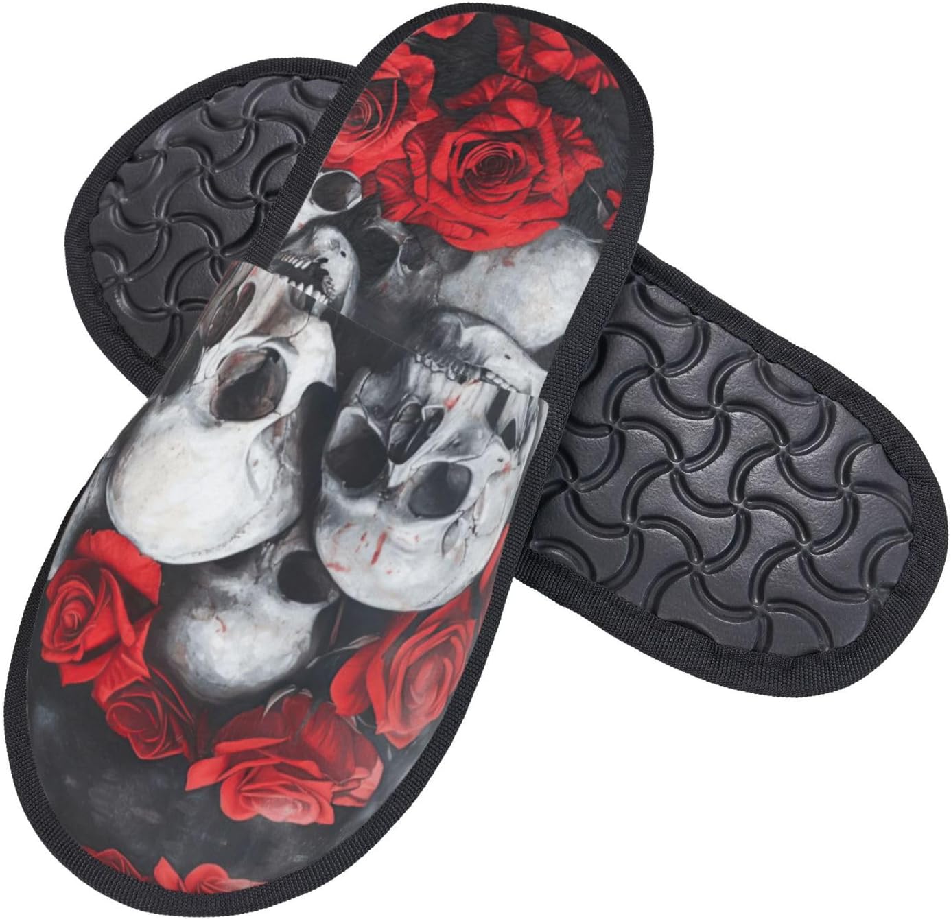 Crânio e rosa vermelha impress - Men Shoes Red avaliação e preço