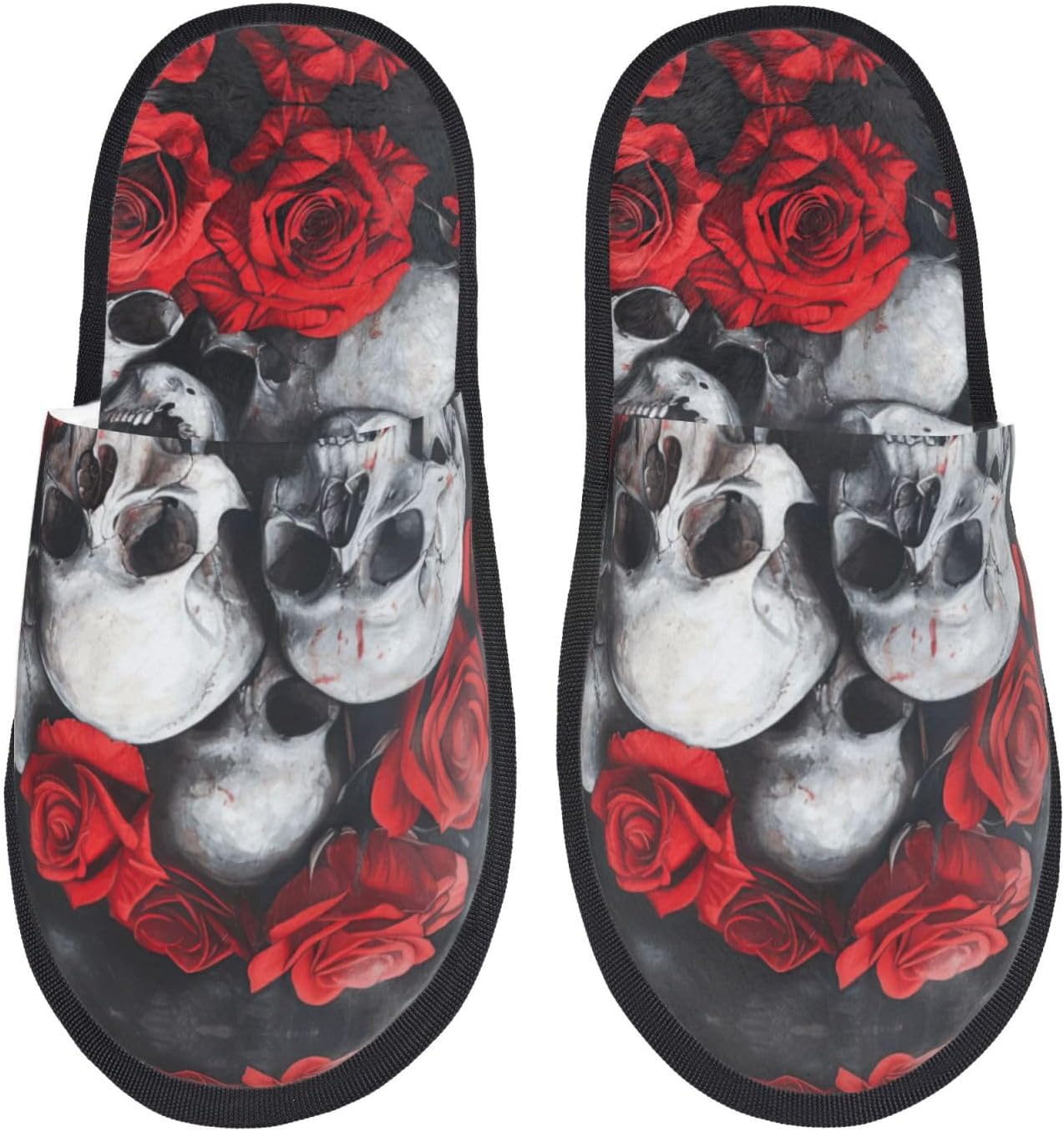 Crânio e rosa vermelha impress - Men Shoes Red avaliação e preço