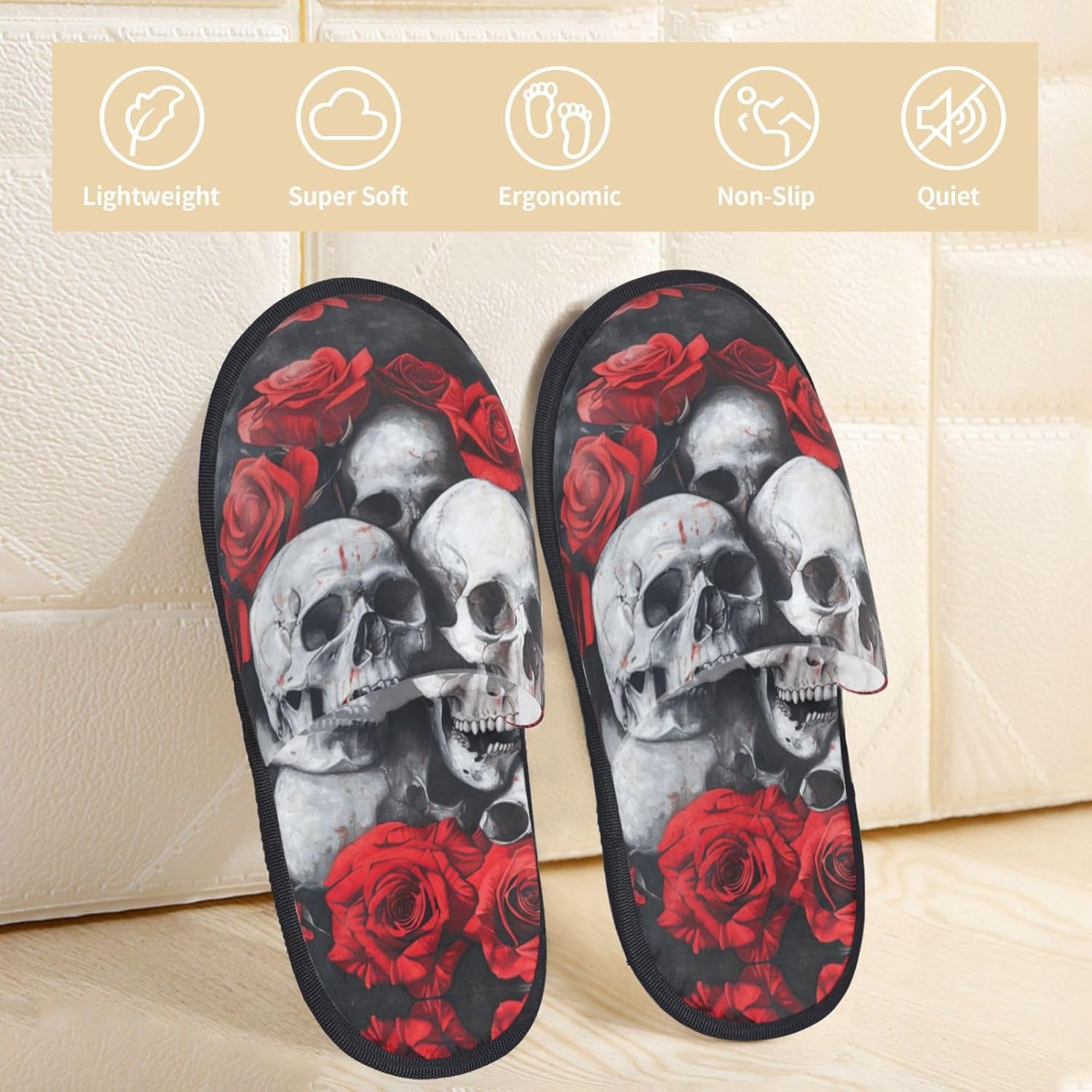 Crânio e rosa vermelha impress - Men Shoes Red avaliação e preço