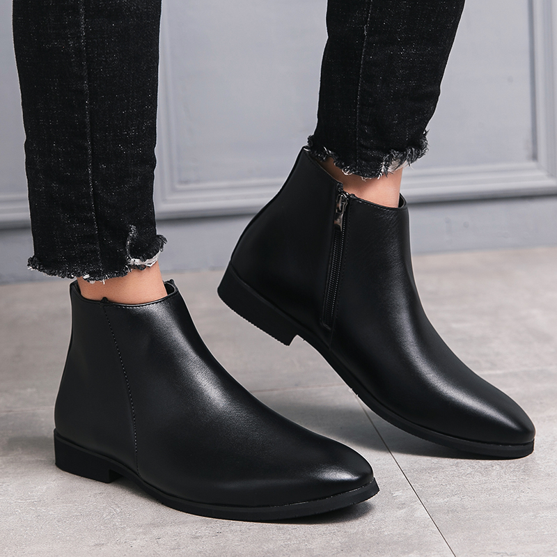 Novas Botas Minimalistas Mascu - Men'S Shoes Zipper avaliação e preço