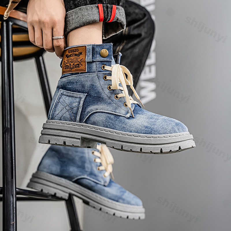 Homens retro botas de lona 202 - Men'S Shoes For Work avaliação e preço