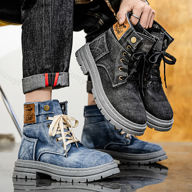 Homens retro botas de lona 202 - Men'S Shoes For Work avaliação e preço