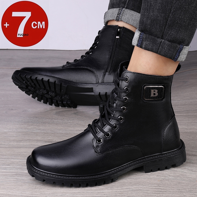 Botas de Couro Masculinas com  - Men'S Shoes With Height Increase avaliação e preço